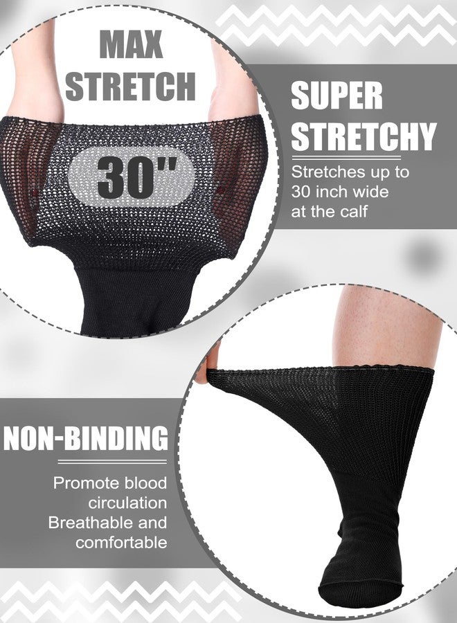 Bunnycool 4 Pairs Extra Wide Socks Swollen 30" Lymphedema Bariatric Socks Non Binding Loose Fit(Men 10-13,Assorted Color) - Image 2